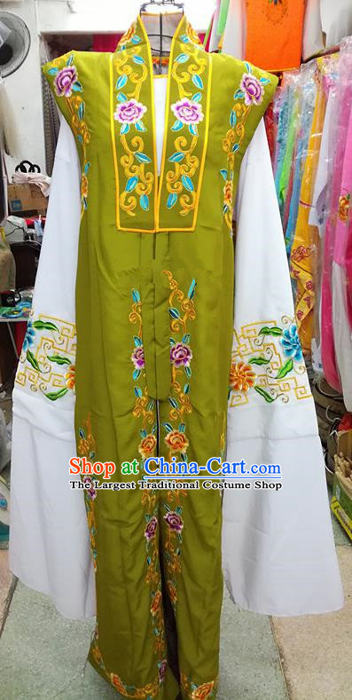 Chinese Traditional Beijing Opera Old Gentleman Costume Peking Opera Embroidered Green Clothing for Adults