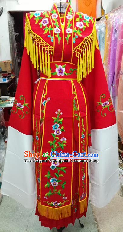 Chinese Traditional Beijing Opera Young Lady Costume Peking Opera Diva Red Dress for Adults