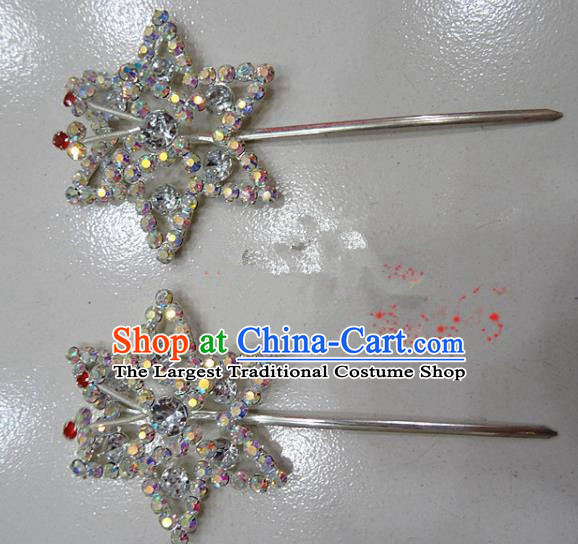 Chinese Traditional Beijing Opera Diva Crystal Hexagon Hairpins Princess Hair Clip Hair Accessories for Adults