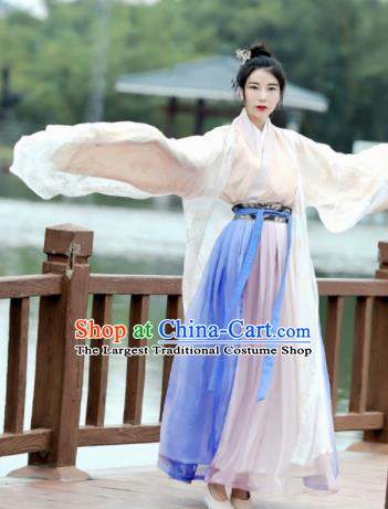 Chinese Ancient Swordswoman Hanfu Dress Jin Dynasty Young Lady Historical Costume for Women