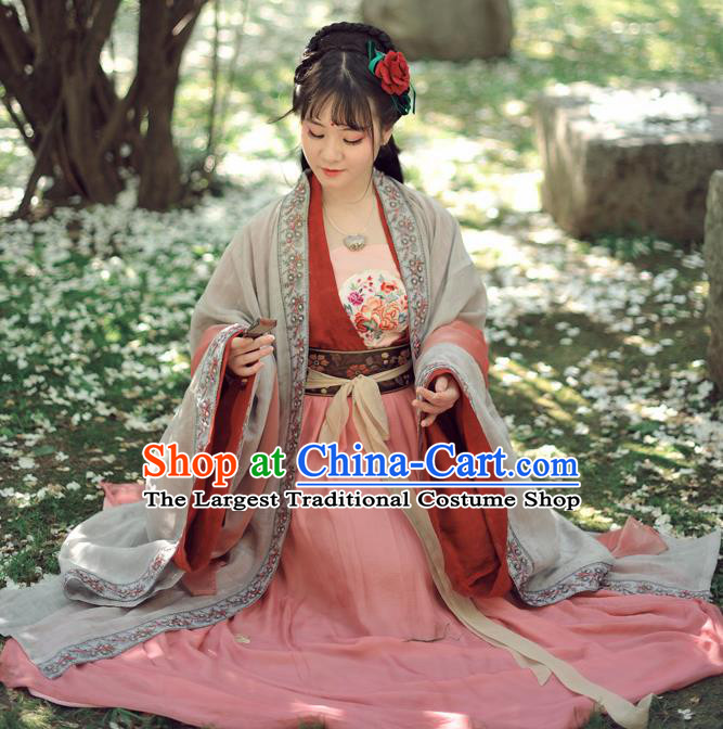 Chinese Ancient Palace Princess Hanfu Dress Tang Dynasty Historical Costumes Complete Set for Women