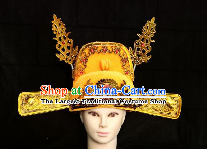 Chinese Traditional Beijing Opera Niche Headwear Peking Opera Bridegroom Golden Hat