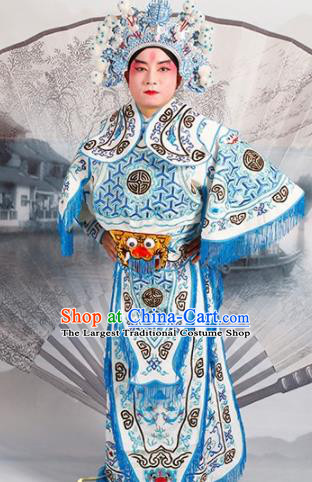 Chinese Traditional Beijing Opera Takefu Costume Ancient Warrior White Clothing