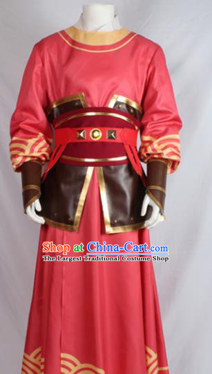 Chinese Ancient Imperial Bodyguard Red Costume Traditional Cosplay Swordsman Clothing for Men