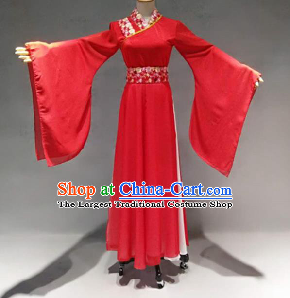 Traditional Chinese Classical Dance Costume China Ancient Apsaras Dance Red Dress for Women