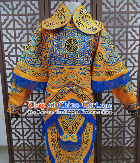 Traditional Chinese Beijing Opera General Yellow Costume Peking Opera Takefu Clothing