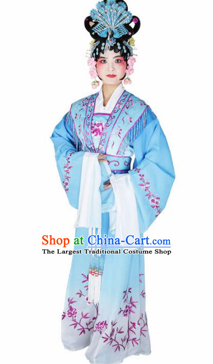 Traditional Chinese Beijing Opera Princess Costume Peking Opera Diva Blue Dress