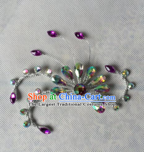 Asian Chinese Beijing Opera Jewelry Accessories Ancient Princess Purple Crystal Brooch for Women