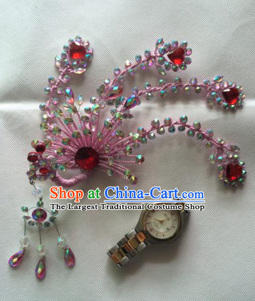 Asian Chinese Beijing Opera Actress Hair Accessories Pink Phoenix Hair Clip Ancient Princess Hairpins for Women