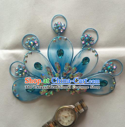 Asian Chinese Beijing Opera Actress Hair Accessories Blue Hair Clip Ancient Princess Hairpins for Women