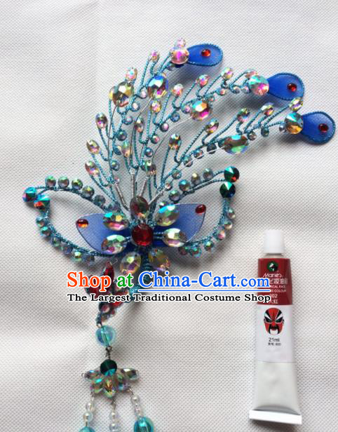 Asian Chinese Beijing Opera Actress Hair Accessories Hair Clip Ancient Princess Blue Hairpins for Women