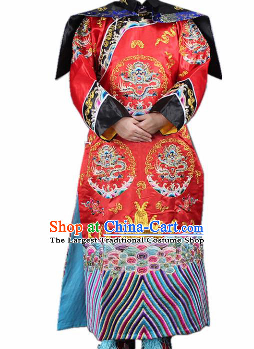 Traditional Chinese Beijing Opera Actress Costume Ancient Qing Dynasty Queen Red Dress for Women