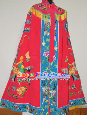 Traditional Chinese Beijing Opera Actress Costume Ancient Princess Embroidered Red Cloak for Women