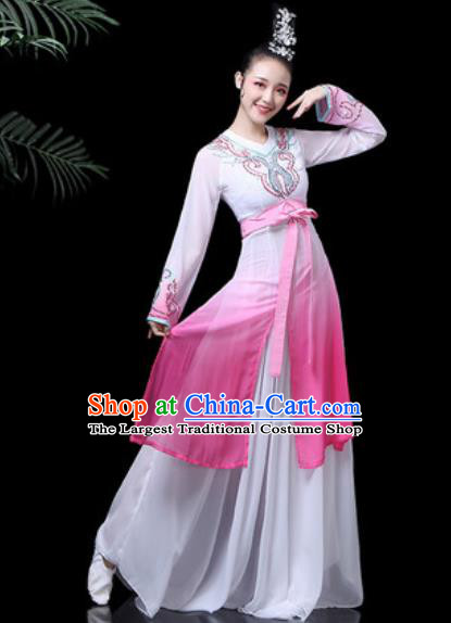 Traditional Chinese Classical Dance Costume Stage Performance Umbrella Dance Pink Dress for Women