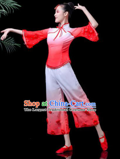 Traditional Chinese Yangko Dance Stage Performance Costume Folk Dance Red Clothing for Women