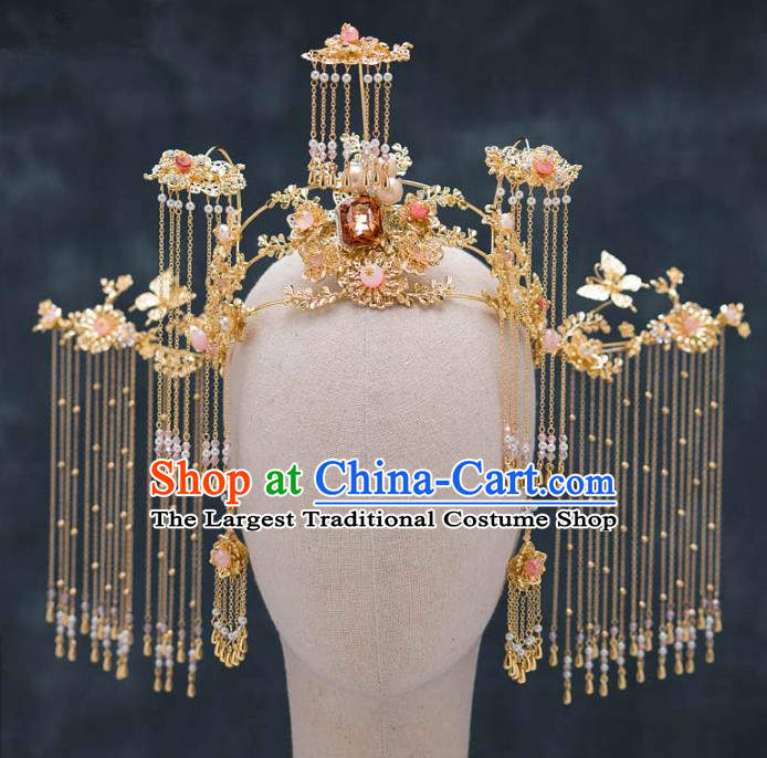 Chinese Ancient Queen Tassel Phoenix Coronet Hair Accessories Traditional Hanfu Hairpins for Women