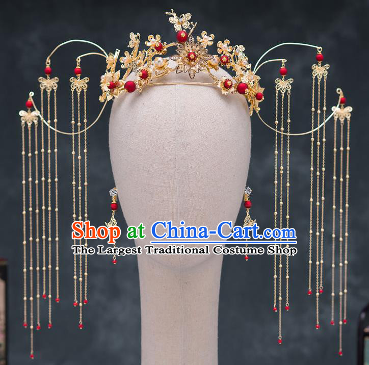 Chinese Ancient Queen Hair Accessories Tassel Phoenix Coronet Traditional Hanfu Hairpins for Women