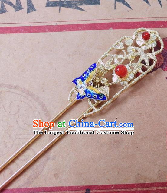 Chinese Ancient Queen Hair Accessories Traditional Hanfu Blueing Butterfly Hairpins for Women