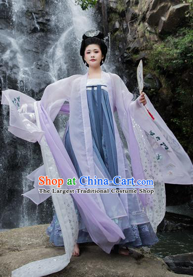 Chinese Traditional Tang Dynasty Imperial Consort Replica Costume Ancient Embroidered Hanfu Dress for Women