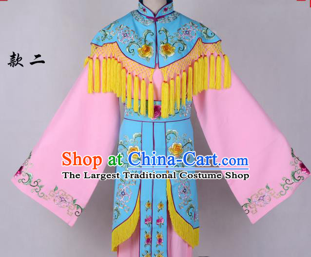 Professional Chinese Traditional Beijing Opera Costume Peri Blue Embroidered Dress for Adults