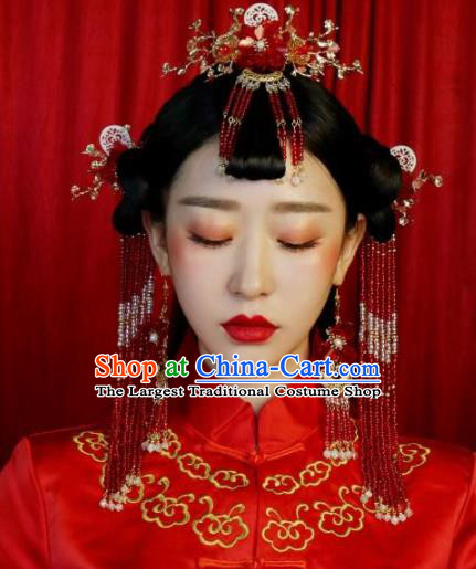 Top Grade Chinese Ancient Bride Phoenix Coronet Hair Combs Traditional Hair Accessories Headdress for Women