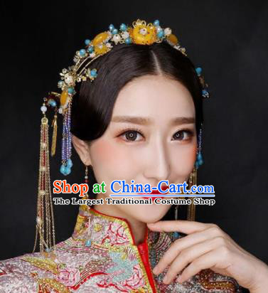 Top Grade Chinese Ancient Bride Wedding Tassel Hair Clasp Hairpins Traditional Hair Accessories Headdress for Women