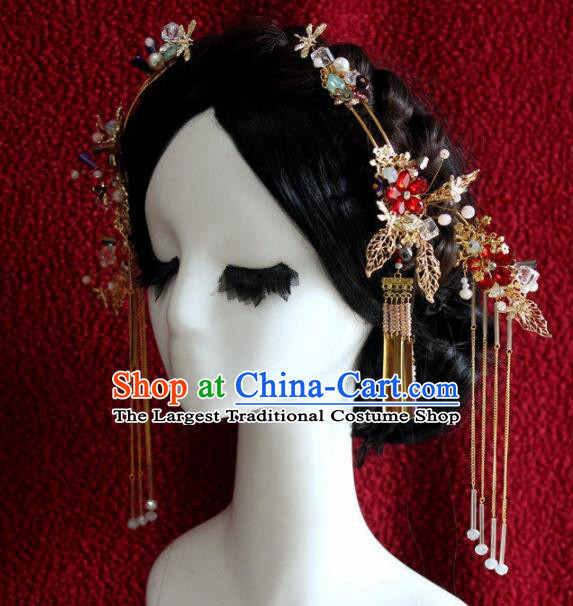 Top Grade Chinese Ancient Bride Wedding Tassel Step Shake Hairpins Traditional Hair Accessories Headdress for Women