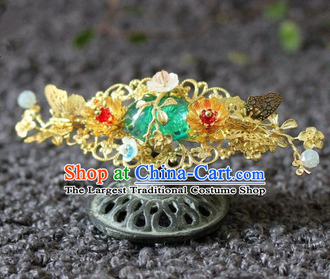 Handmade Chinese Ancient Green Grass Hairpins Traditional Hair Accessories Headdress for Women