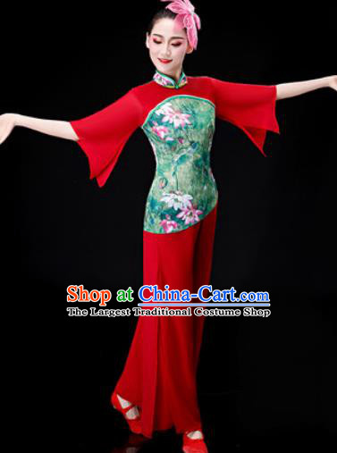 Chinese Traditional Folk Dance Red Clothing Yangko Group Dance Stage Performance Costume for Women