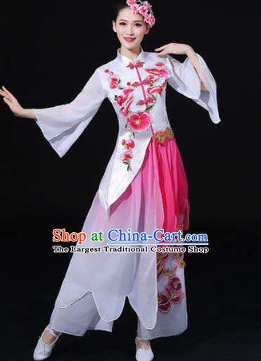 Chinese Traditional Classical Dance Embroidered Dress Umbrella Dance Stage Performance Costume for Women