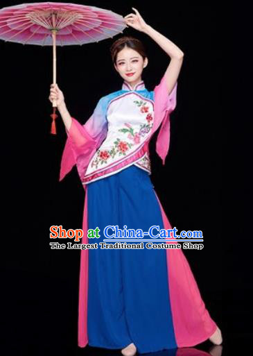 Traditional Chinese Folk Dance Stage Show Clothing Group Fan Dance Costume for Women