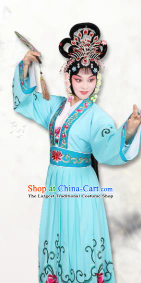 Chinese Traditional Peking Opera Peri Blue Dress Classical Beijing Opera Actress Costume for Adults