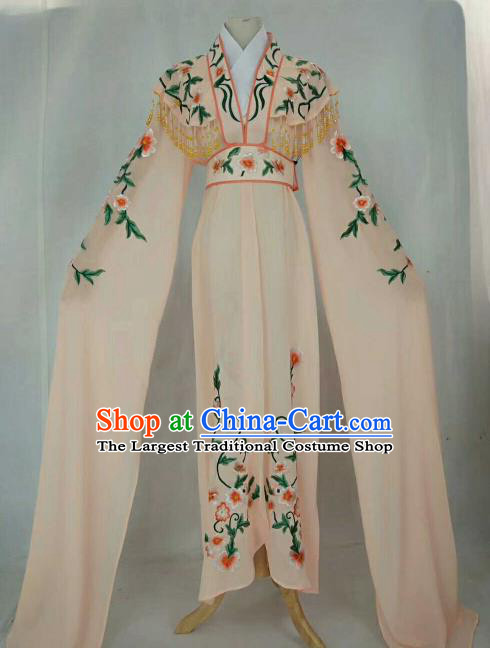 Chinese Traditional Beijing Opera Peri Princess Pink Embroidered Dress Ancient Nobility Lady Costume for Women