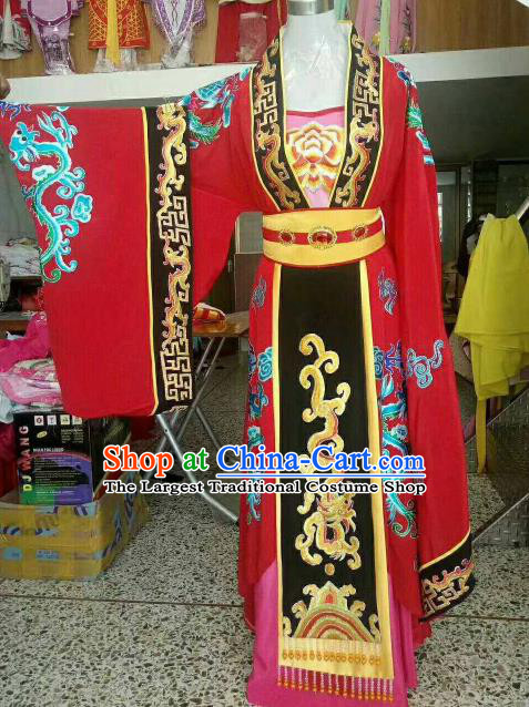 Chinese Traditional Beijing Opera Queen Embroidered Red Dress Ancient Empress Costume for Women