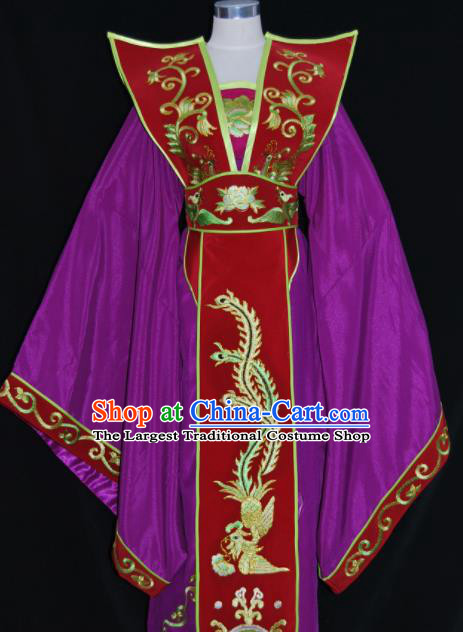 Chinese Traditional Beijing Opera Queen Mother Purple Dress Peking Opera Embroidered Costume for Women