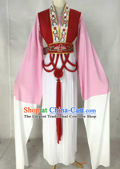 Chinese Traditional Beijing Opera Actress Red Dress Ancient Maidservants Embroidered Costume for Women