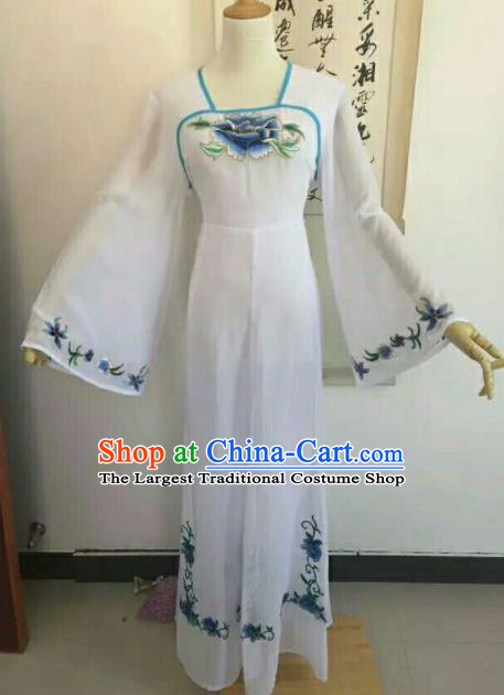 Traditional Chinese Peking Opera Peri Embroidered Blue Peony Dress Ancient Court Lady Costume for Women