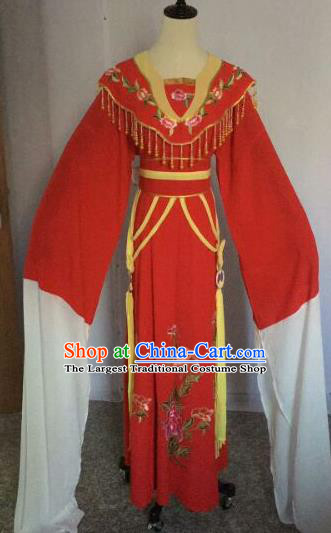 Chinese Traditional Peking Opera Artiste Costume Ancient Court Maid Embroidered Red Dress for Women