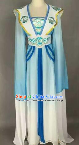 Chinese Ancient Peri Embroidered Blue Dress Traditional Peking Opera Princess Costume for Women