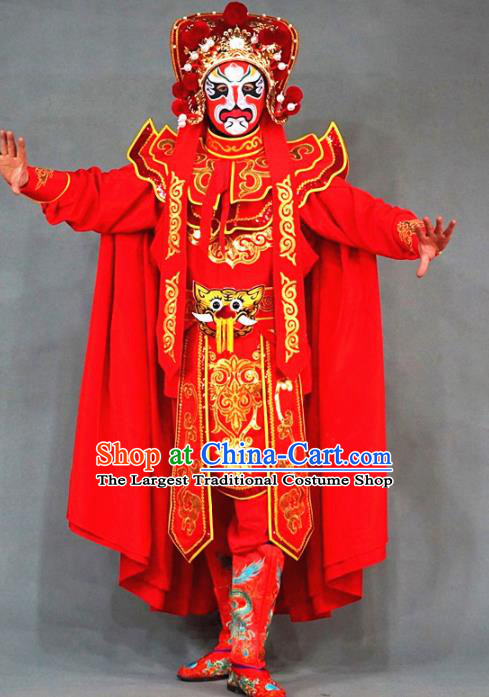 Chinese Traditional Sichuan Opera Face Changing Embroidered Red Costume Complete Set