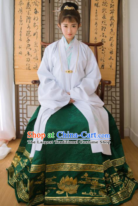 Chinese Ancient Dowager Embroidered Hanfu Dress Ming Dynasty Palace Traditional Historical Costume for Women