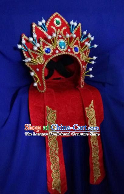 Chinese Traditional Sichuan Opera Face Changing Hat Handmade Red Helmet for Men