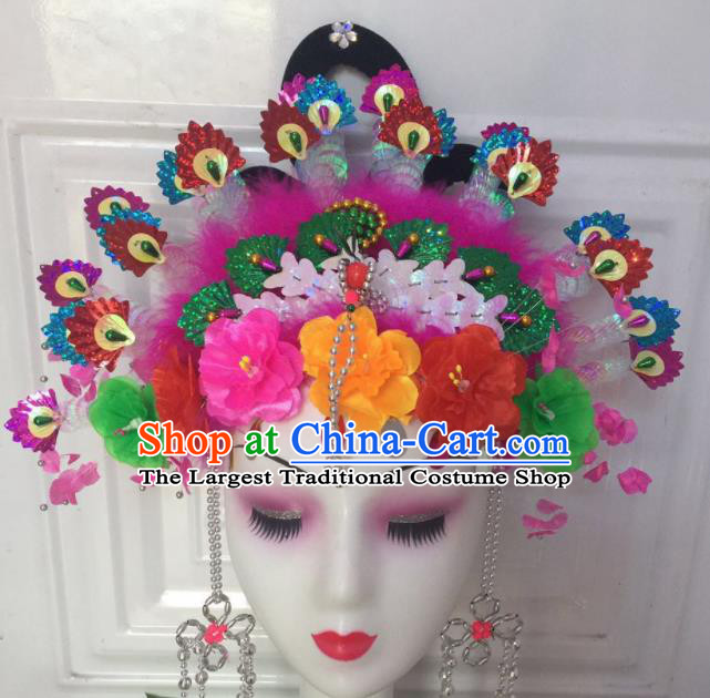 Chinese Traditional Beijing Opera Fairy Phoenix Coronet Headwear Peking Opera Diva Hair Accessories for Kids