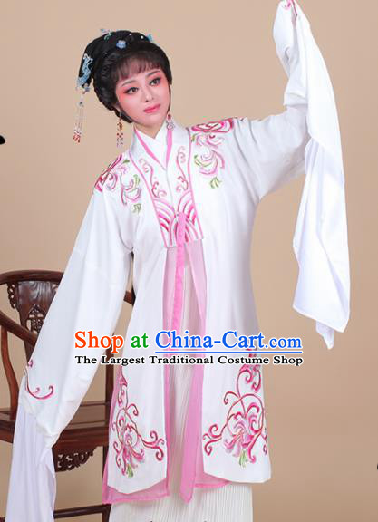 Chinese Traditional Shaoxing Opera Madam White Snake Embroidered Dress Beijing Opera Hua Dan Costume for Women