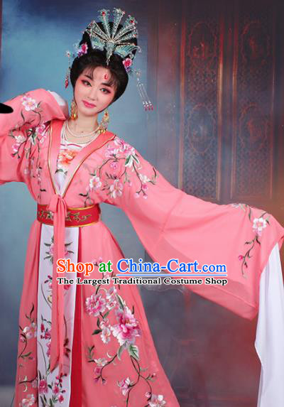 Chinese Traditional Shaoxing Opera Imperial Consort Embroidered Rosy Dress Beijing Opera Hua Dan Costume for Women