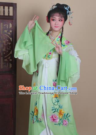 Chinese Traditional Huangmei Opera Actress Embroidered Green Dress Beijing Opera Hua Dan Costume for Women