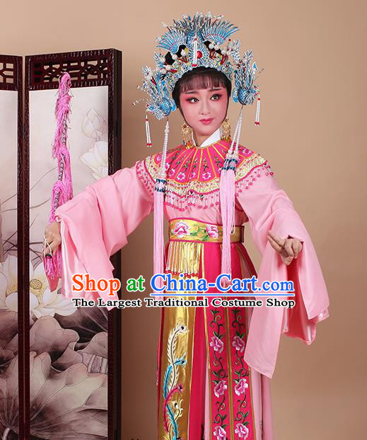 Chinese Traditional Shaoxing Opera Princess Pink Dress Beijing Opera Hua Dan Embroidered Costume for Women