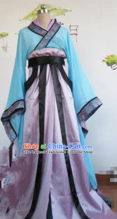 Chinese Traditional Cosplay Swordswoman Costume Ancient Young Lady Purple Hanfu Dress for Women