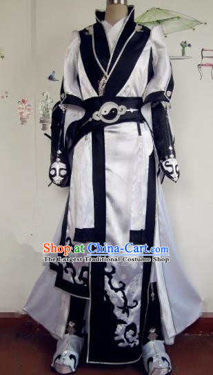 Chinese Traditional Cosplay Taoist Priest Costume Ancient Swordsman Hanfu Clothing for Men