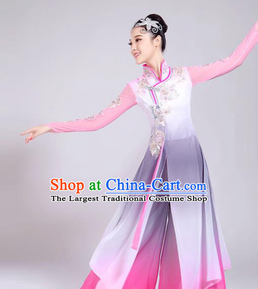 Chinese Traditional Stage Performance Umbrella Dance Costume Classical Dance Group Dance Pink Dress for Women